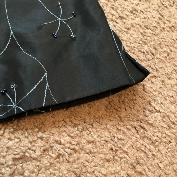 Vintage Due per Due Collection Womans Blouse 12 Black Silk Floral Beaded - Picture 6 of 8